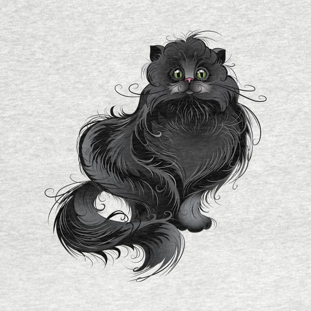 Fluffy black cat ( Fat cat ) by Blackmoon9